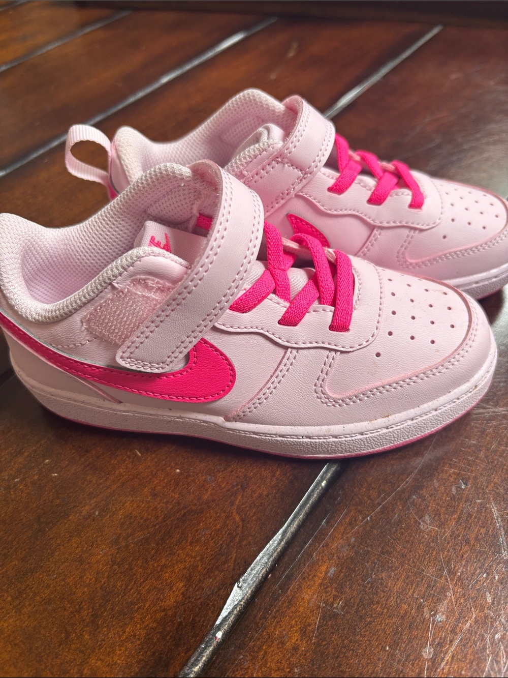 Nike Kids Light Pink Sneakers with Bright Pink Swoosh